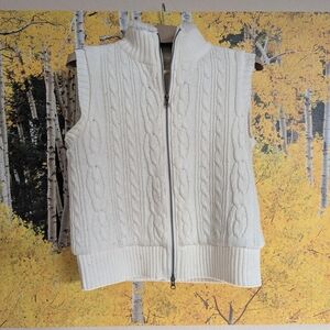 White Cable Knit Zip Vest